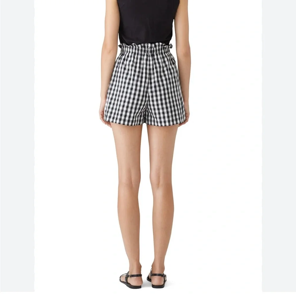 Joie High Waist Gingham Shorts - Black and White